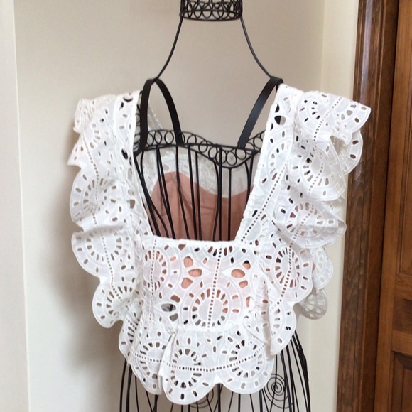 Red Carter Eyelet Lace Adair Top, Medium - Picture 6 of 9